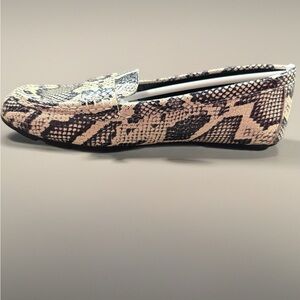 Calvin Klein Beige and Black Snakeskin Loafers